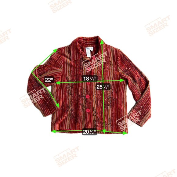 Coldwater Creek Striped Corduroy Embroidered Beaded Jacket Forest Fairy Size PM - Picture 2 of 6